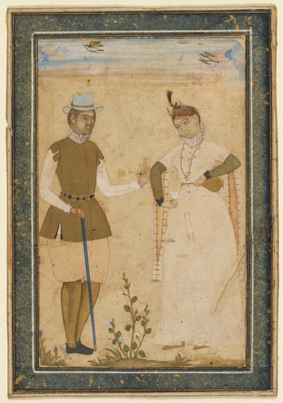 una pareja europea de attributed to Ali Riza, the "Bodleian Painter"