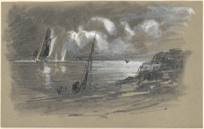 Costa a la luz de la luna (recto) de attributed to Edward Moran