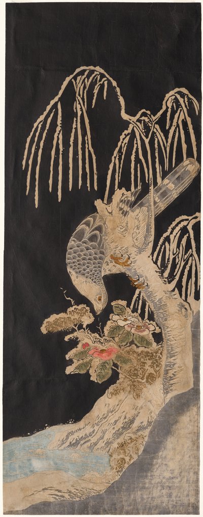 Falcon on a Willow de attributed to Isoda Koryūsai