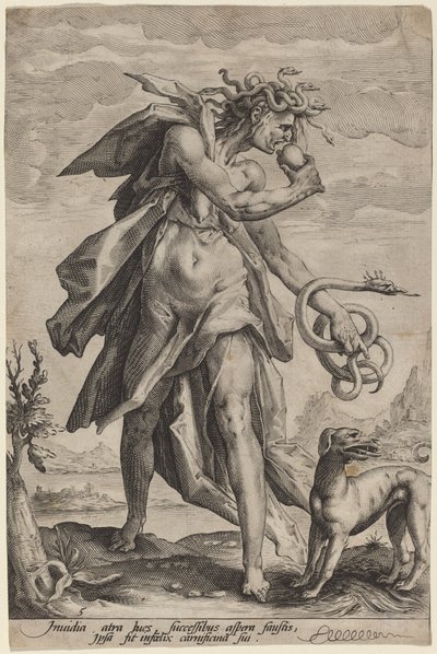 Envidia de attributed to Jacob Matham, after Hendrik Goltzius