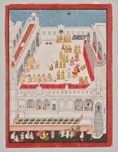 Maharana Jagat Singh asistiendo al Rasleela de attributed to Jai Ram