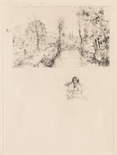 [Paisaje con Puente y Niño] de attributed to Jean Louis Richter