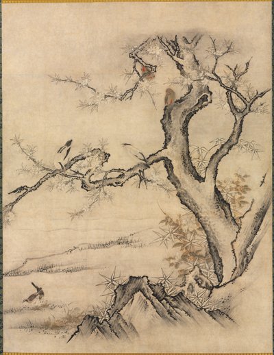 Flowers and Birds in a Spring Landscape de attributed to Kano Motonobu