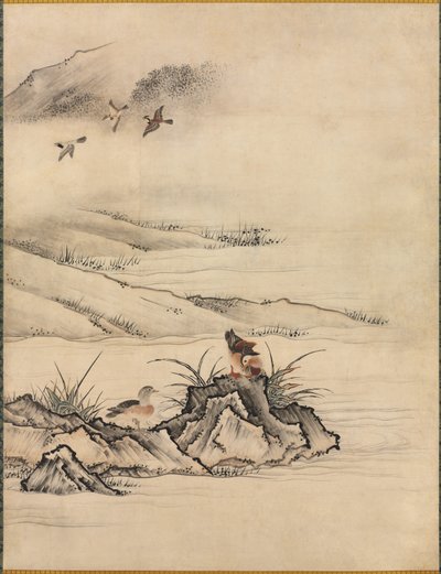 Flowers and Birds in a Spring Landscape de attributed to Kano Motonobu