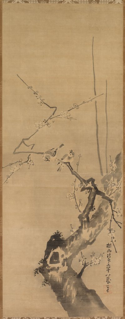 Sparrows on Blossoming Plum de attributed to Kano Tan’yū