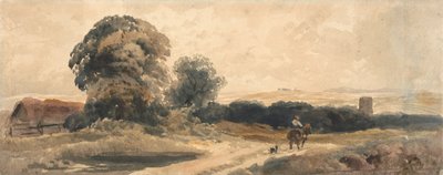 Una carretera rural con un viajero a caballo de attributed to Peter DeWint