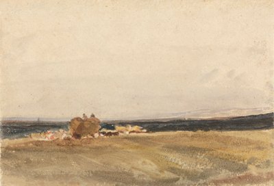 Un carro de heno en un paisaje abierto de attributed to Peter DeWint