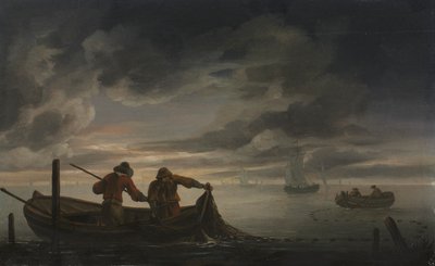 Una escena de estuario con pescador de attributed to Rafel Govertsz. Camphuysen