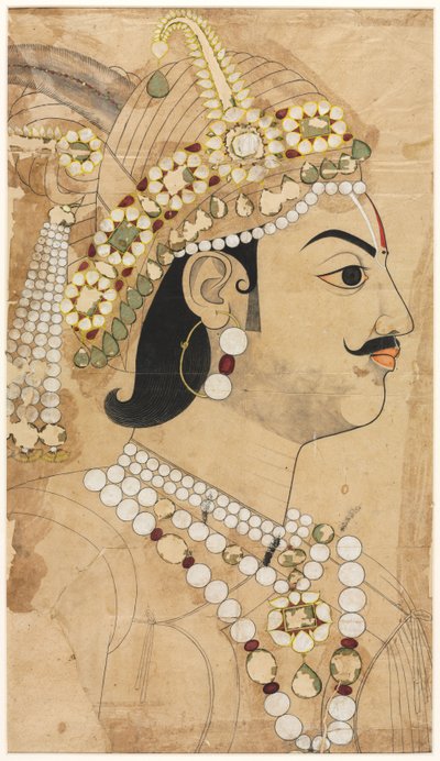 Retrato de Maharajá Pratap Singh (1764–1803) de attributed to Sahib Ram