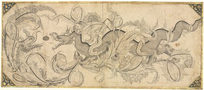 Dragón en follaje con cabezas de león y fénix de attributed to Sahkulu