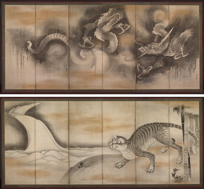 Dragon and Tiger de attributed to Soga Nichokuan
