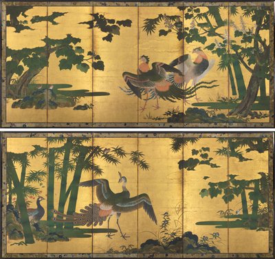 Peafowl and Phoenixes de attributed to Tosa Mitsuyoshi