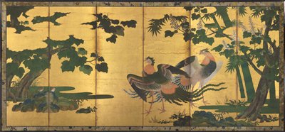Phoenixes and Paulownia de attributed to Tosa Mitsuyoshi