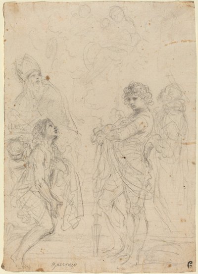 Madonna y el Niño con los santos Gimignano, Juan Bautista, Jorge y Pedro Mártir de called Guercino Giovanni Francesco Barbieri