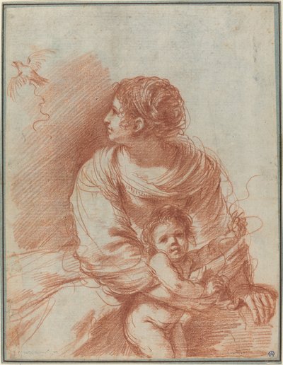 La Madonna y el Niño con un Jilguero Escapado de called Guercino Giovanni Francesco Barbieri