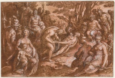 El Desollamiento de Marsias, c. 1570-1605 de called Johannes Stradanus Jan van der