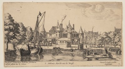 S. Anthonis Marckt met de Waegh, de Vistas de Amsterdam de called Zeeman Reinier Nooms