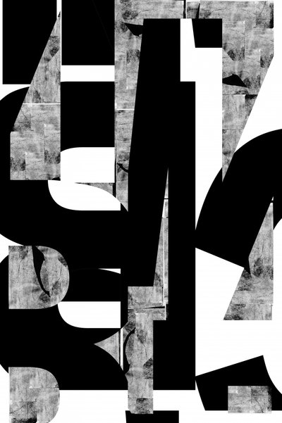 Formas de letras monocromáticas abstractas de cartissi