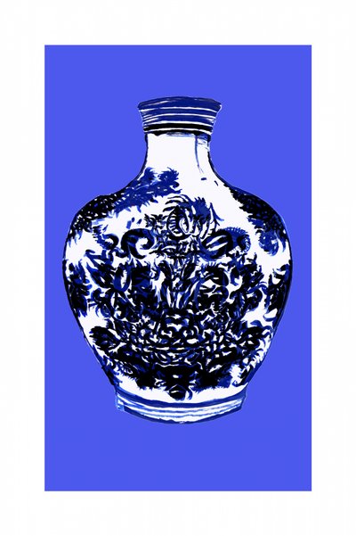 Jarrón azul y blanco de cartissi