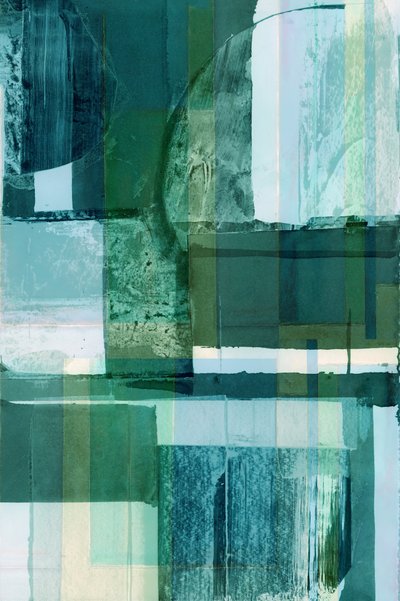 Abstracto en tonos verdes y azules superpuestos de cartissi