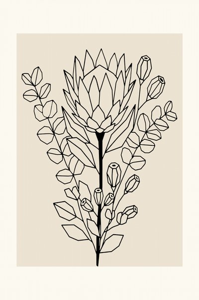 Protea y eucalipto minimalistas de cartissi