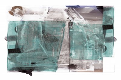 Formas abstractas modernas en color verde azulado de cartissi