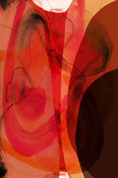Flujo abstracto en tonos naranja y rojo de cartissi