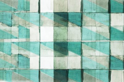 Bloques geométricos en color verde azulado de cartissi