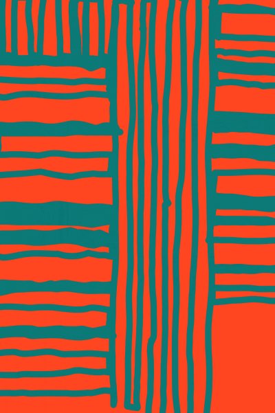 Diseño en naranja y verde azulado de cartissi