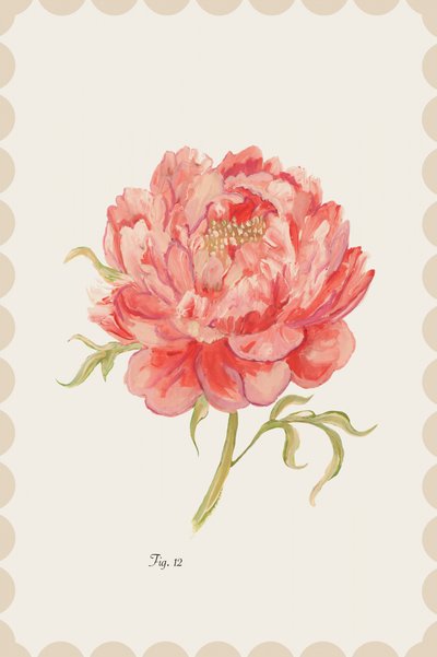 Peonía rosa vintage de cartissi