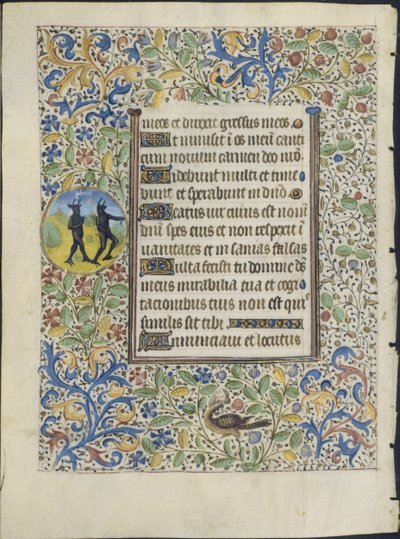 Hoja de un Libro de Horas: Dos Diablos (verso) de circle of Coëtivy Master