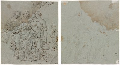 Lot y sus hijas (recto) Boceto para Lot y sus hijas (verso) de circle of Pietro da Cortona