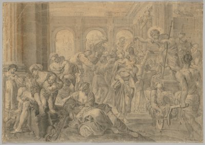 Copia de San Roque dando limosna de Annibale Carracci de copy after Annibale Carracci
