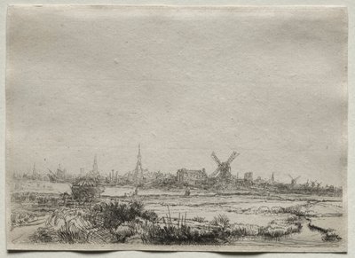 Copia de Vista de Ámsterdam desde el Noroeste de copy after Rembrandt van Rijn