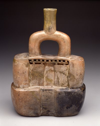 Vasija con asa de estribo en forma de templo, Horizonte Temprano, c.900-200 a.C. de culture Cupisnique