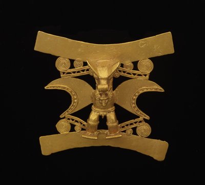Colgante que representa una figura con máscara de murciélago, Período Tardío V - Período VI de culture Diquis