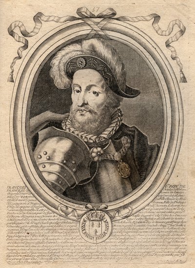 Retrato de Francisco I (1494 - 1547), rey de Francia - Francisco I, rey de Francia - grabado de 