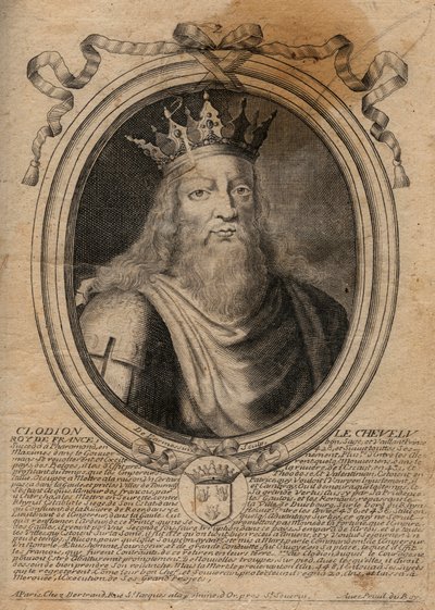 Clodion llamado "Le Chevelu" (428-448), ancestro de los Merovingios, jefe de los Francos Salians - Clodion El Peludo (c.428-47) Rey de una Tribu de los Francos Salians - grabado de 
