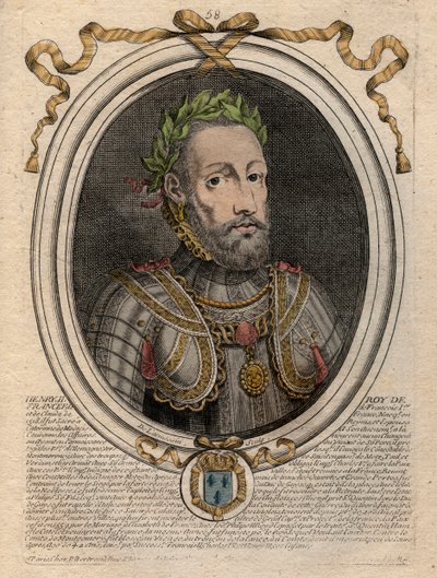 Retrato de Enrique II (1519-1559) Rey de Francia - grabado de 