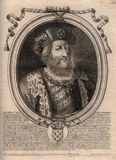 Retrato de Luis IV de Ultramar (921-954), Rey de Francia - grabado de 
