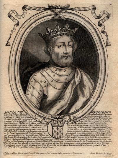 Retrato de Luis VIII (1187 - 1226), Rey de Francia - grabado de 