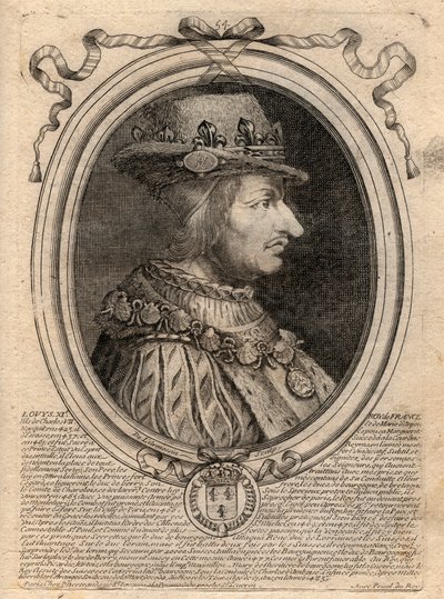 Retrato de Luis XI (1423-1483), Rey de Francia - Retrato de Luis XI de Francia (1423-1483), Rey de Francia - grabado de 