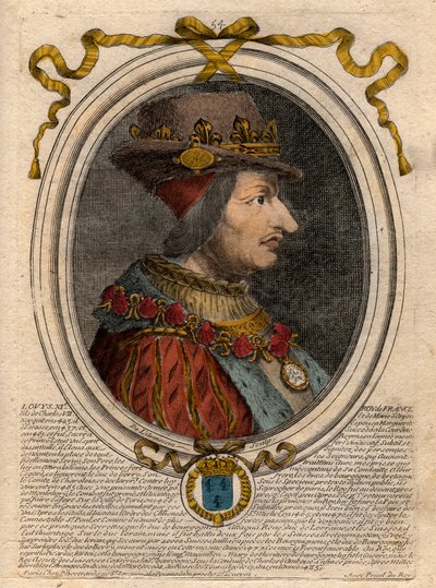 Retrato de Luis XI (1423-1483), Rey de Francia - Retrato de Luis XI de Francia (1423-1483), Rey de Francia - grabado de 
