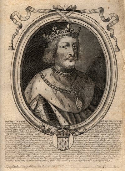 Retrato de Felipe VI de Valois (1294-1350), Rey de Francia - grabado de 