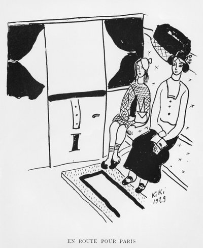 De camino a París, ilustración de "Recuerdos de Kiki", edición Henri Broca, París de de Montparnasse (1901 53) Kiki
