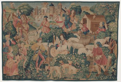 Escenas de caza y pastorales, con una pastora esquilando de design probably French 16th Century, Paris; woven in southern Netherlands or Paris in an undetermine workshop