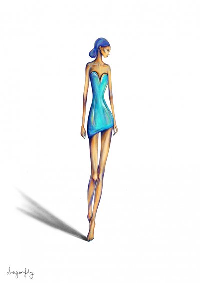 Vestido azul elegante para mujer de dragonfly