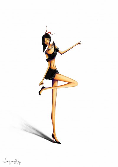 Una pose elegante de moda de dragonfly