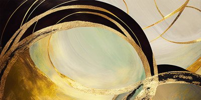 Círculo abstracto con efecto dorado, Impresiones en lienzo horizontal abstracto, arte mural de F. Abderrahim
