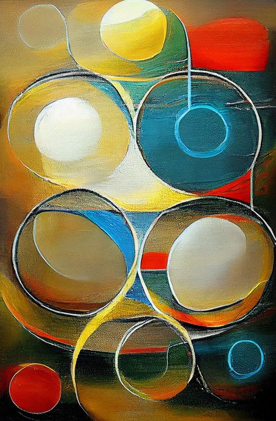 Abstracto Multicolor forma circular sobre Lienzo, impresiones artísticas de F. Abderrahim